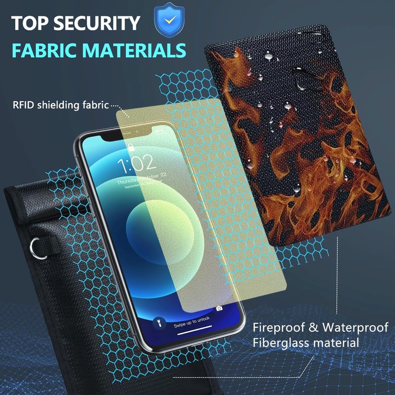 OMKHE Faraday Bags for Phones,2 Pack Signal Blocking Faraday Cage,RFID Signal Blocking Faraday Bag for Phone Tablets Call Data, Cellular, Bluetooth,GPS Faraday Key Fob Protector - Image 2